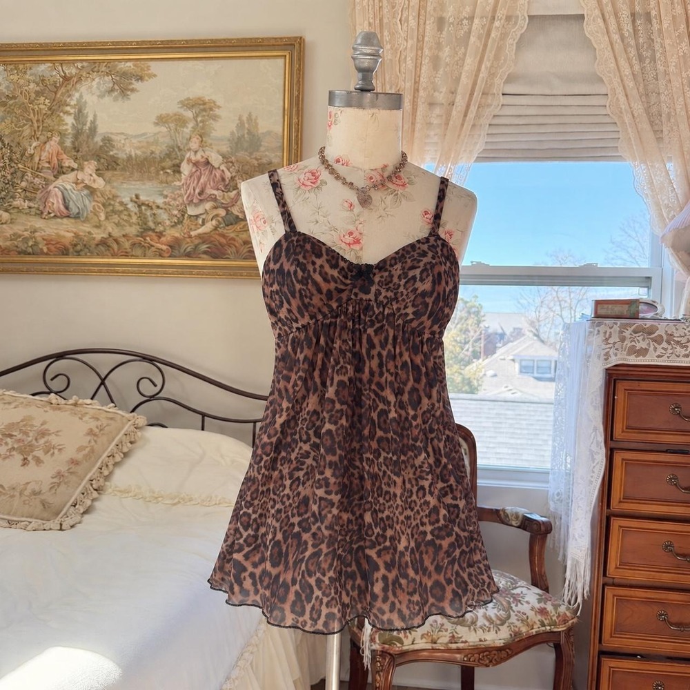 Dylan Ryan leopard print mini slip dress size medium